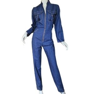 70s Vintage Fredricks Of Hollywood Disco Denim Jumpsuit Womens Small